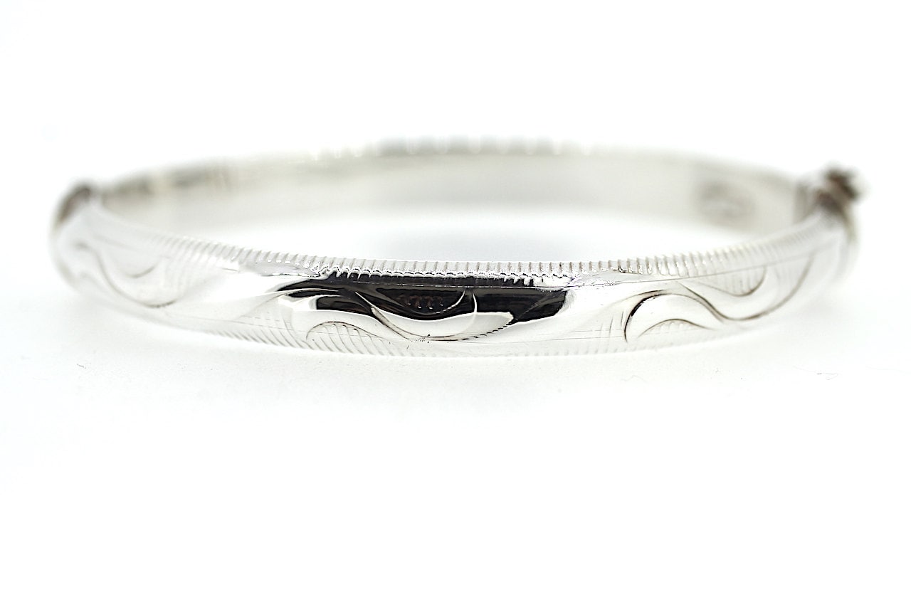 Silber Blumen Armreif/Vintage Armband Gemustertes Sterling Klapparmreif von jewelsmayuk