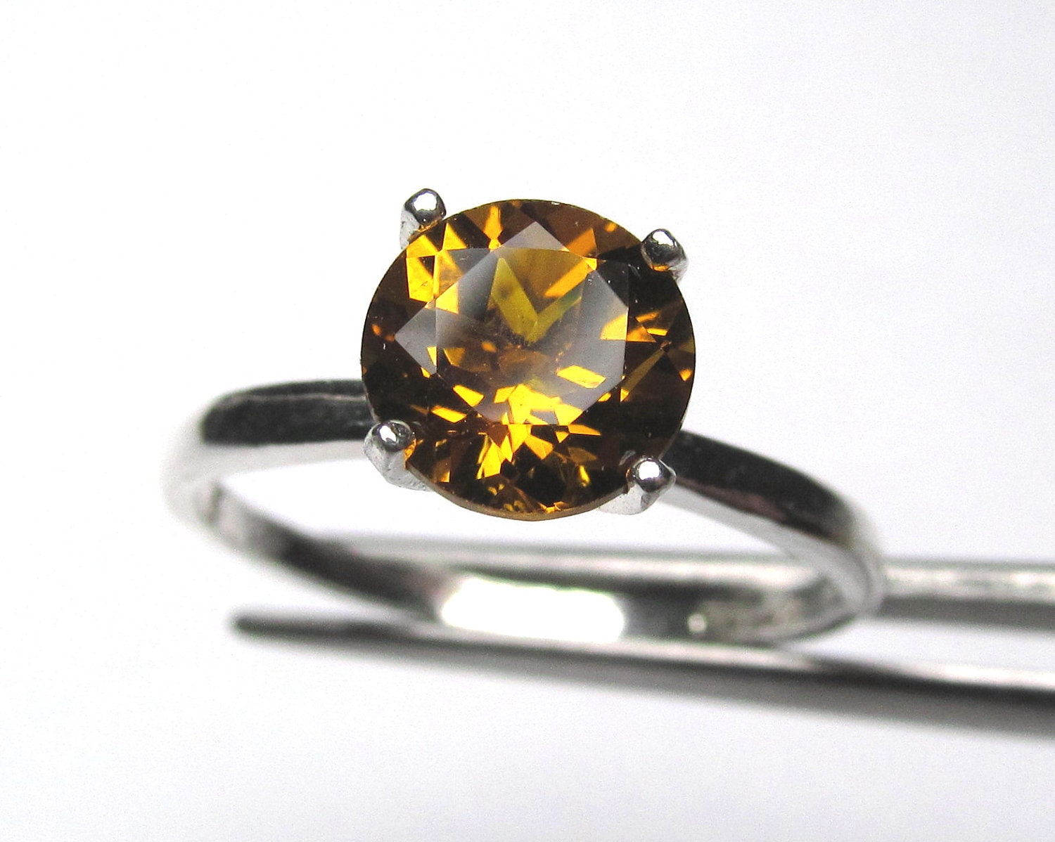 Auffallende Echtem Honig Citrin in Sterling Silberring von jewelsrings