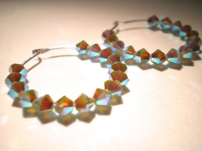 Pacific Opal Blau Swarovski Kristall Silber Creolen Pacific Opal Blau Swarovski Kristall Silber Creolen von jeweltrinkets