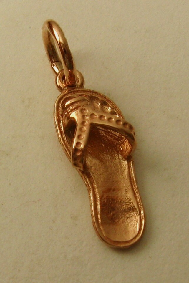 Echte Solid 9K 9 Karat Rose Gold 3D String Schuh Strand Charme/Anhänger von jewelwill