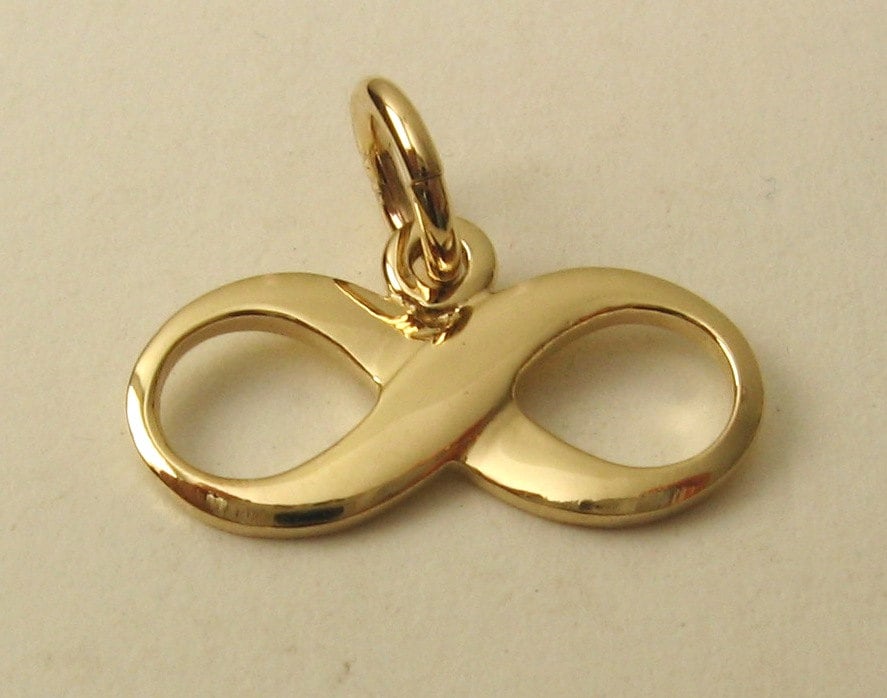 Echte Solid 9K 9Ct Gelb Gold Ewigkeit Unendlichkeit Symbol Liebe Charme/Anhänger Geschenk von jewelwill