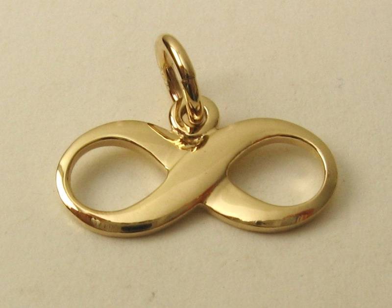 Echte Solid 9K 9Ct Gelb Gold Ewigkeit Unendlichkeit Symbol Liebe Charme/Anhänger Geschenk von jewelwill