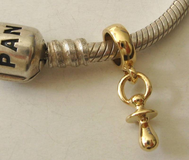 Echte Solid 9K 9Ct Gelbgold Charm Dummy Drop Bead Schnuller Baby Shower Geschenk von jewelwill