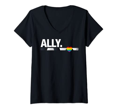 Damen PROUD Ally | Pride Merch CSD Queer T-Shirt mit V-Ausschnitt Damen PROUD Ally | Pride Merch CSD Queer T-Shirt mit V-Ausschnitt von jf Apparel