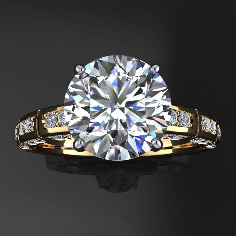 Jada Ring - 2 Karat Runder Moissanit Verlobungsring, Diamant Band von jhollywooddesigns