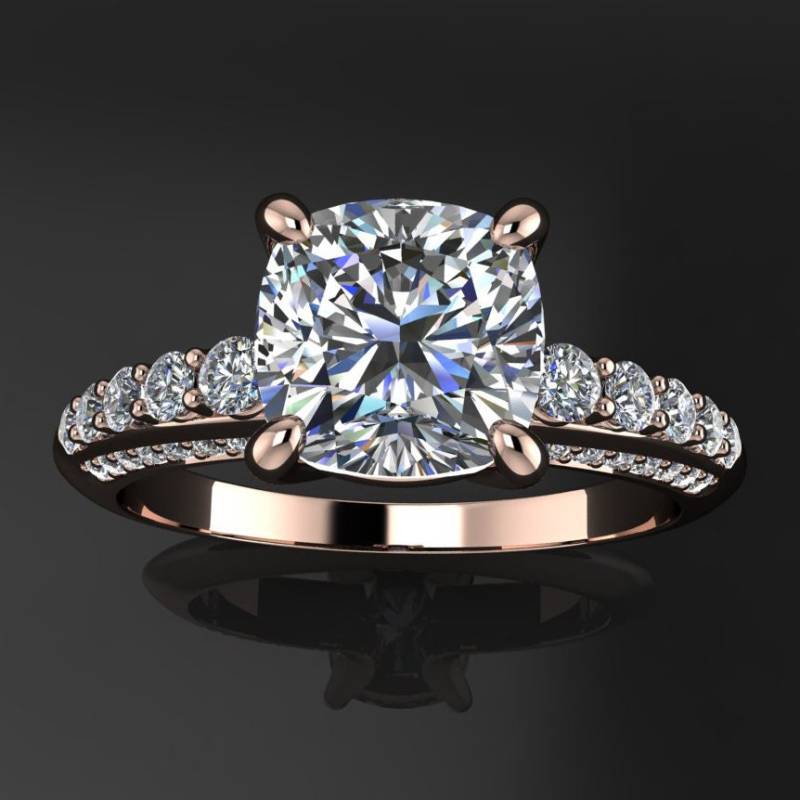 Natascha Ring - 1.7 Karat Kissenschliff Neo Moissanit Verlobungsring von jhollywooddesigns