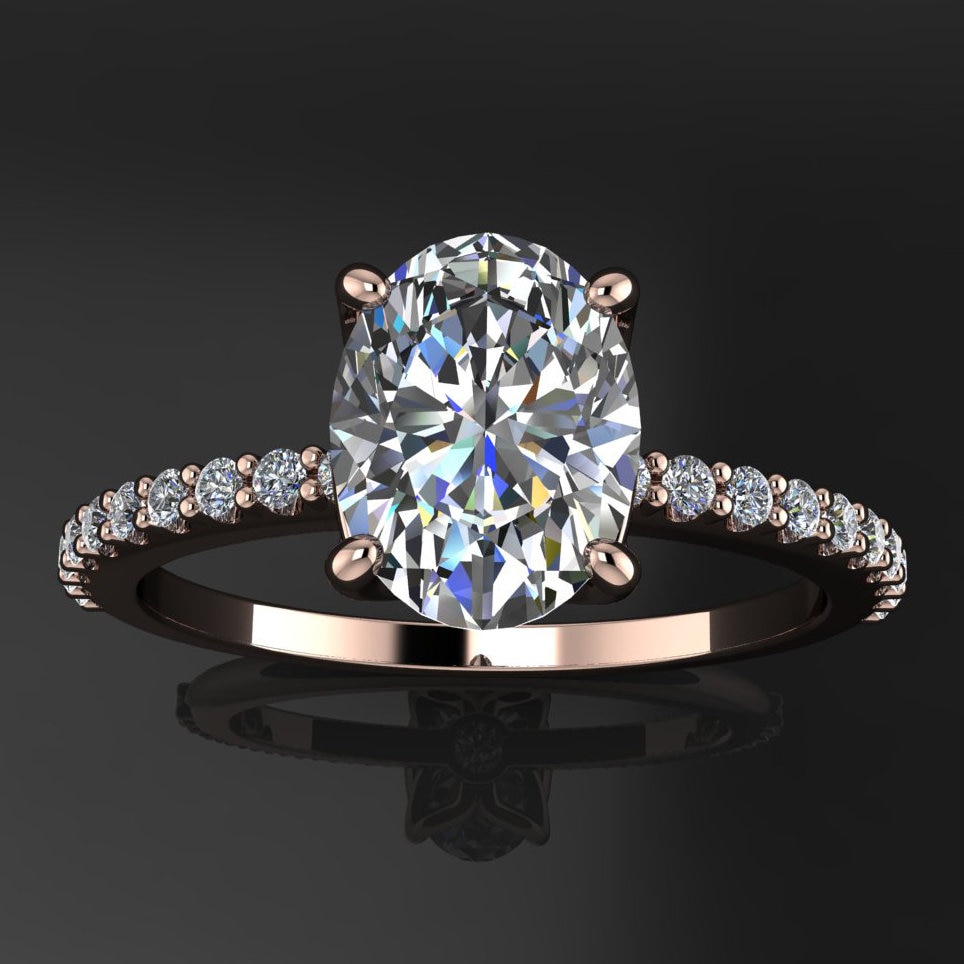 Orchidee Ring - 1.5 Karat Ovaler Neo Moissanit Verlobungsring von jhollywooddesigns