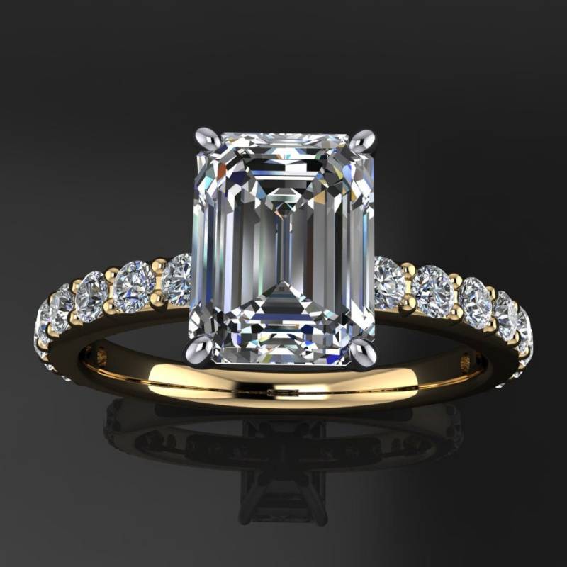 Sage Ring - 1, 75 Karat Smaragdschliff Moissanit Verlobungsring, Smaragd von jhollywooddesigns