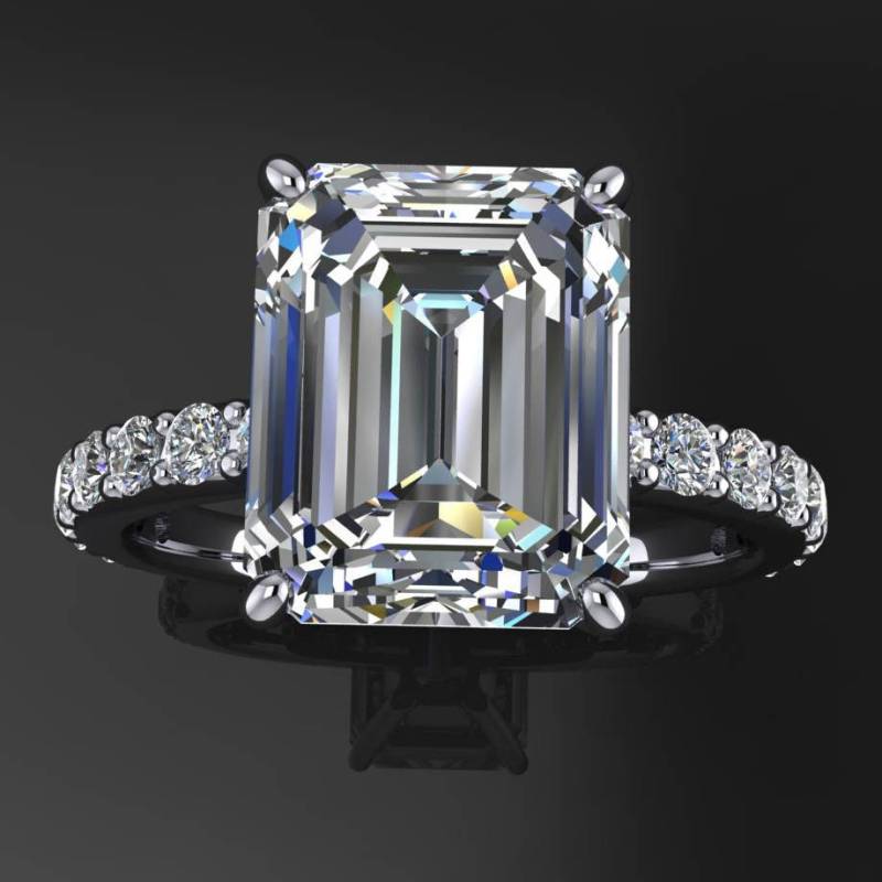 Salbei Ring - 3, 5 Karat Smaragdschliff Neo Moissanit Verlobungsring, Fast Farbloser von jhollywooddesigns