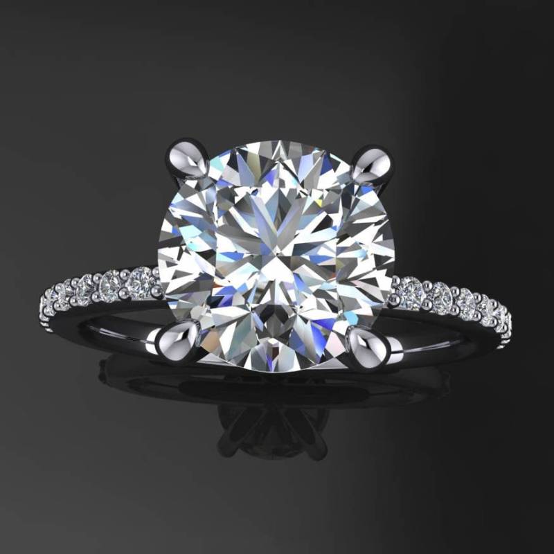 Shay Ring - 1.9 Karat Diamantschliff Rund Neo Moissanit Verlobungsring, Farbloser von jhollywooddesigns