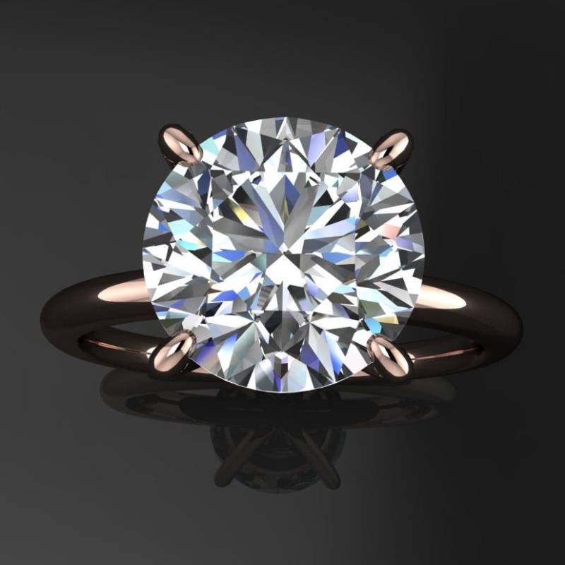 Versprechensring - 2.7 Karat Rundschliff Neo Moissanit Verlobungsring, Konturierte Diamant-Ehering Gesetzt von jhollywooddesigns