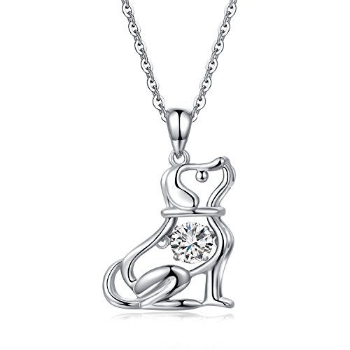 Jiahanzb Kette Hund Damen Halskette 925 Sterling Silber Mädchen Hund Anhänger Pet Schmuck Geschenk für Damen Frauen von Jiahanzb