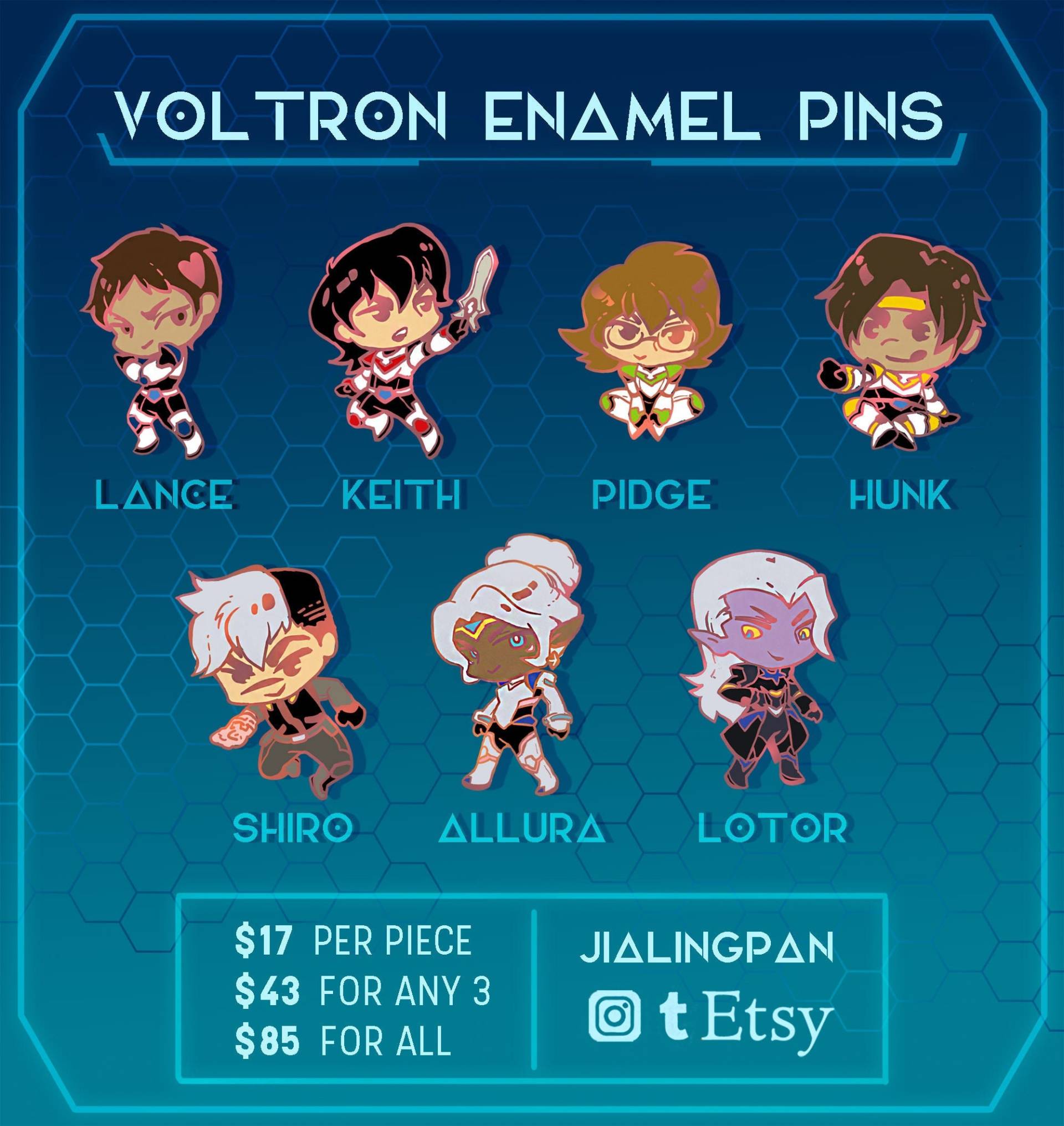 Voltron Legendäre Verteidiger Emaille Pins - Keith Shiro Allura Lotor Lance Hunk Pidge von jialingpan