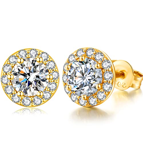Ohrstecker Gold Damen Ohrringe Stecker Diamant Ohstecker Gold Zirkonia Goldene Ohrringe Damen Silber 925 Stecker von jiamiaoi