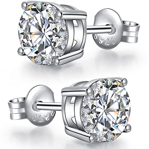 Männer Ohrringe Herren Ohrringe Silber 925 Mann Ohrstecker Herren Silber Diamant Ohrringe Herren Silber Ohrringe Stecker Echt Silber Zirkonia Ohrstecker Männer 4mm Ohrringe Mann von jiamiaoi