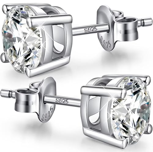 Ohrstecker Silber 925 Herren Diamant Ohrstecker Men Silver Earrings Diamant Ohrringe Herren Weißgold Damen Nickelfrei von jiamiaoi