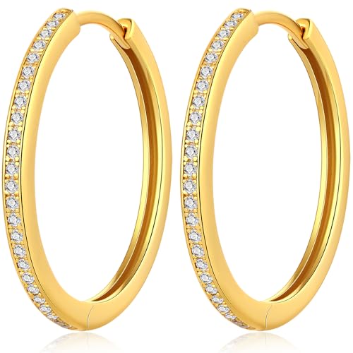 Creolen Gold Damen Ohrringe Creolen Gold Groß Kreolen Goldene Creole Silber 925 Vergoldet Ohrringe Frauen von jiamiaoi