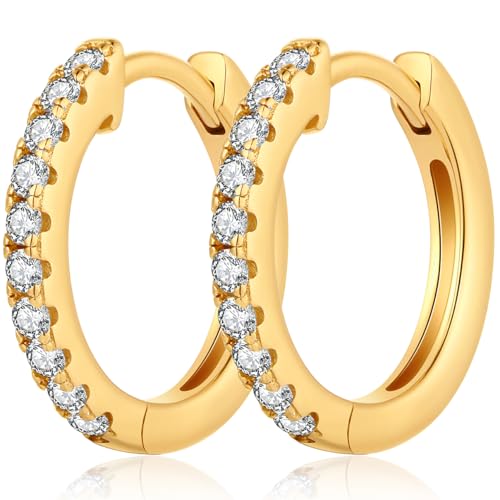 Creolen Gold Herren Damen Ohrringe Creolen Gold Zirkonia Creole Silber 925 Vergoldet Klein von jiamiaoi