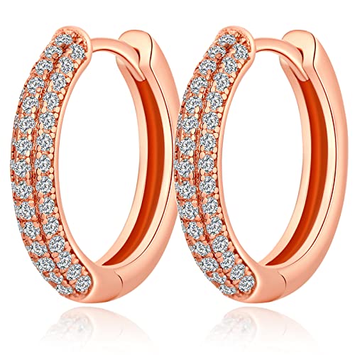 Creolen Rosegold Ohrringe Damen Ohrringe Creolen Rosa Kleine Creolen Silber 925 Herren Damen Diamant Creolen Silber Damen Ohrringe Silber 925 Creolen Klein Kreolen Silber 15mm von jiamiaoi