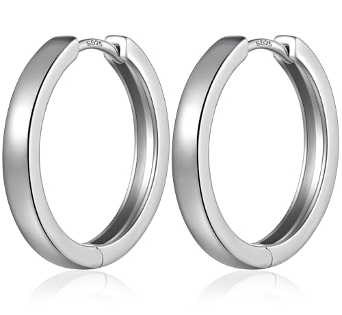 Creolen Silber 925 Herren Damen Ohrringe Creolen 925 Sterling Silber Kleine Creole Weißgold 15mm von jiamiaoi