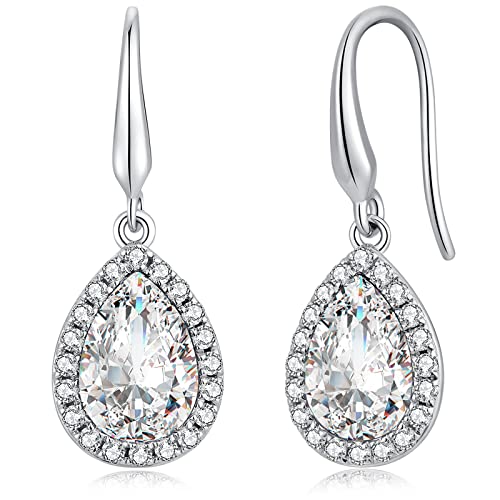 Hängende Ohrringe Damen Ohrringe Silber Hänger Ohrhänger Silber mit Stein Modernschmuck Ohrringe Hängend 925 Sterling Silber Diamant Ohrringe Hängend Weißgold Tropfenohrringe Silber von jiamiaoi