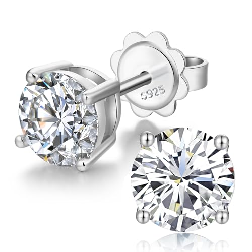 Herren Ohrringe Silber 925 Männer Diamant Ohrringe Herren Echt Silber Ohrringe für Herren Ohrstecker Silber Männer Ohrringe Zirkonia Ohrstecker Mann Ohrringe Silber Stecker 6mm von jiamiaoi