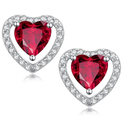 jiamiaoi Silber 925 Herz Ohrringe Stecker Damen Weißgold Zirkonia Diamant Ohrringe Rot jiamiaoi Silber 925 Herz Ohrringe Stecker Damen Weißgold Zirkonia Diamant Ohrringe Rot von jiamiaoi