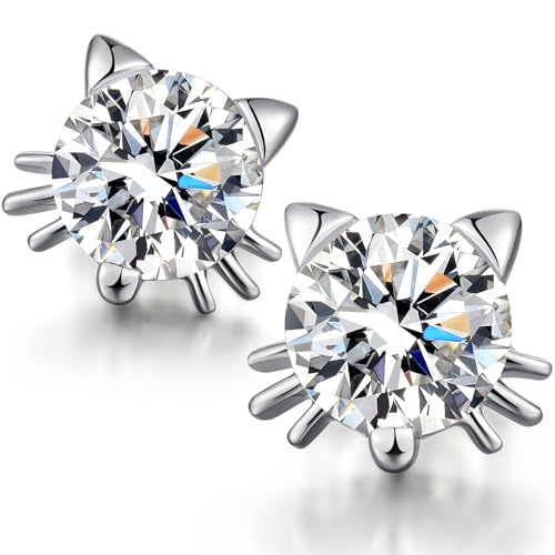 Katze Ohrstecker Damen Kinder Ohrringe Silber 925 Mädchen Ohrstecker Zirkonia Katzen Schmuck Geschenk Für Katzenliebhaber Katze Ohrstecker Damen Kinder Ohrringe Silber 925 Mädchen Ohrstecker Zirkonia Katzen Schmuck Geschenk Für Katzenliebhaber von jiamiaoi