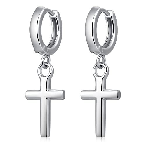 jiamiaoi Kreuz Ohrringe Silber 925 Creolen mit Kreuz Silber Ohrringe Ohrhänger Herren Damen von jiamiaoi