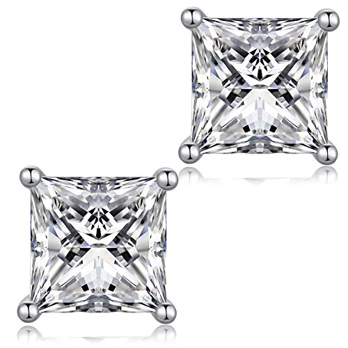 Herren Ohrringe Silber 925 Männer Ohrringe Silber Ohrstecker Männer Ohrstecker Silber 925 Quadratisch Mann Ohrringe Quadrat Diamant Ohrringe Herren Zirkonia Ohrringe 4mm Ohrstecker Herren von jiamiaoi