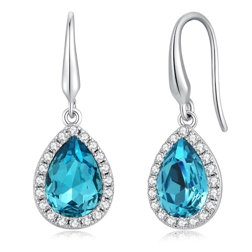 Ohrringe Blau Hängend Ohrringe Türkis Hängend Ohrringe Silber 925 Hängend Tropfen Ohrringe Weißgold Hängend Echt Silber Ohrringe Hänger Hängende Ohrringe Silber Damen von jiamiaoi