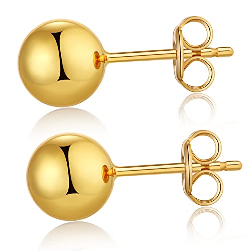 Ohrringe Gold Kugel Ohrringe Gold 585 Kugel Ohrringe Silber 925 Vergoldet Kugel Ohrstecker Ohrringe Gold Stecker Kugel 6mm Kugel Ohrringe Hypoallergene Silber Ohrringe Damen Kugel von jiamiaoi