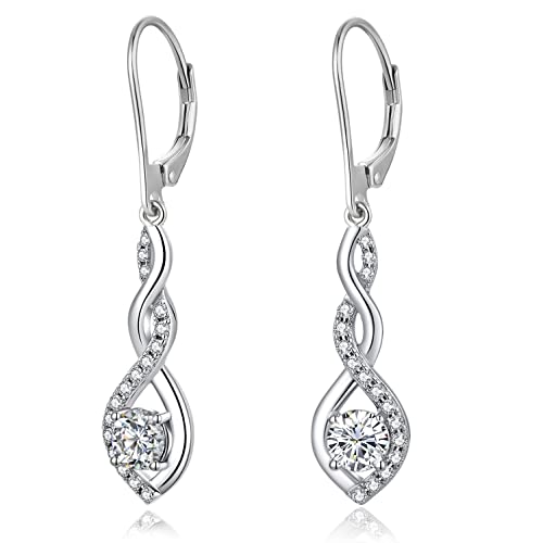 Ohrringe Hängend Damen Silber 925 Weißgold Modeschmuck Infinity - Hängende Ohrringe von jiamiaoi