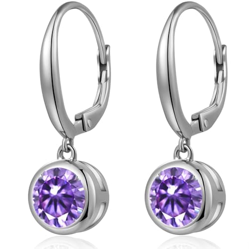 Ohrringe Hängend Modernschmuck weißgold Ohrringe Hängend Damen Ohrringe Silber 925 Hängend Ohrringe mit Anhänger Ohrringe Zirkonia Hängend Lila von jiamiaoi
