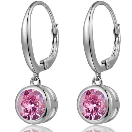 Ohrringe Hängend Modernschmuck weißgold Ohrringe Hängend Damen Ohrringe Silber 925 Hängend Ohrringe mit Anhänger Ohrringe Zirkonia Hängend Rosa von jiamiaoi