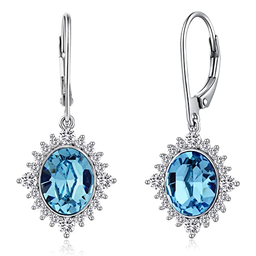 Silber 925 Ohrringe Hängend Blau - Tropfenohrringe Weißgold Lange Hängende Ohrringe Echt Silber für Damen Silber 925 Ohrringe Hängend Blau - Tropfenohrringe Weißgold Lange Hängende Ohrringe Echt Silber für Damen von jiamiaoi