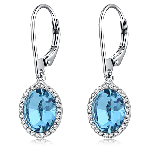 Ohrringe Silber 925 Hängend Ohrringe Damen Hängend Geburtsstein Hängende Tropfenohrringe Weißgold Damen Schmuck Geschenk für Mutter des Liebhabers 33 von jiamiaoi