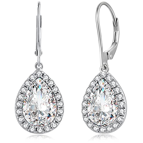 jiamiaoi Damen Ohrstecker Silber Damen Ohrhänger aus 925 Sterling Silber für Damen mit AAAA+ Zirkonia, vergoldet 18 Karat Weißgold, Sterling Silber von jiamiaoi