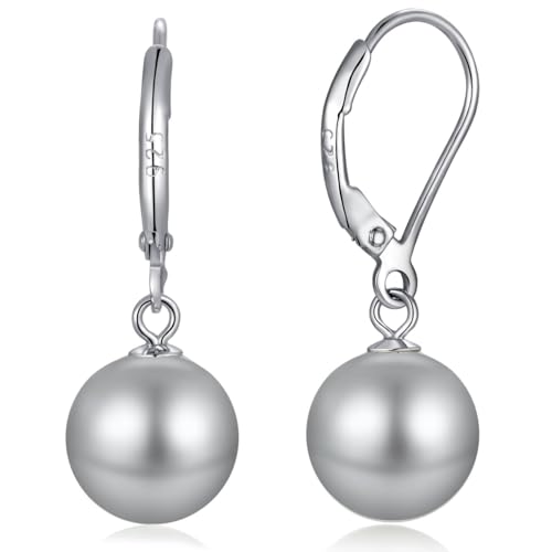 Perlen Ohrringe Damen Silber Perlenohrringe Hängend Grau Ohrringe mit Perlen Ohrhänger Ohrringe Silber Perle Grau Hängende Perlenohrringe Ohrringe Perlen Süßwasserperle 10MM Perlen Ohrringe Damen Silber Perlenohrringe Hängend Grau Ohrringe mit Perlen Ohrhänger Ohrringe Silber Perle Grau Hängende Perlenohrringe Ohrringe Perlen Süßwasserperle 10MM von jiamiaoi