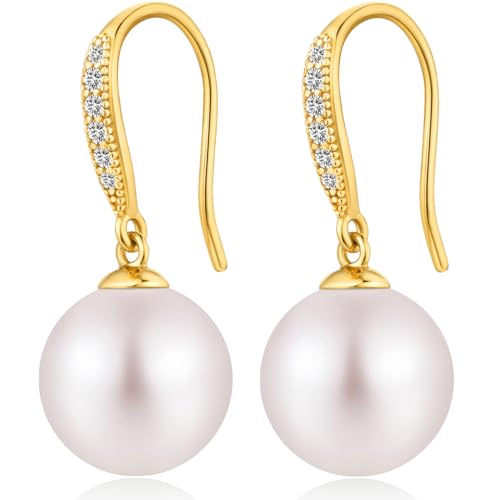 Perlenohrringe Gold Hängend Ohrringe Silber Perlen Hängend Perlen Ohrringe Damen Perle Ohrhänger Gold von jiamiaoi