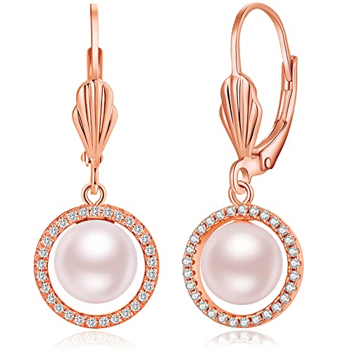 Perlenohrringe Hängend Ohrringe Rosegold Damen Perlenohrringe Rose Perlen Ohrringe Hängend Rosegold Ohrringe Perle Echte Perlenohrringe Ohrringe Damen Creolen mit Perlen von jiamiaoi
