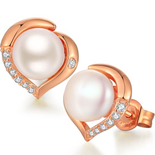 Perlenohrringe Rosa Rosegold Silber 925 Ohrstecker 8mm - Echt Silber Perlen Ohrringe Stecker Perlenohrringe Rosa Rosegold Silber 925 Ohrstecker 8mm - Echt Silber Perlen Ohrringe Stecker von jiamiaoi