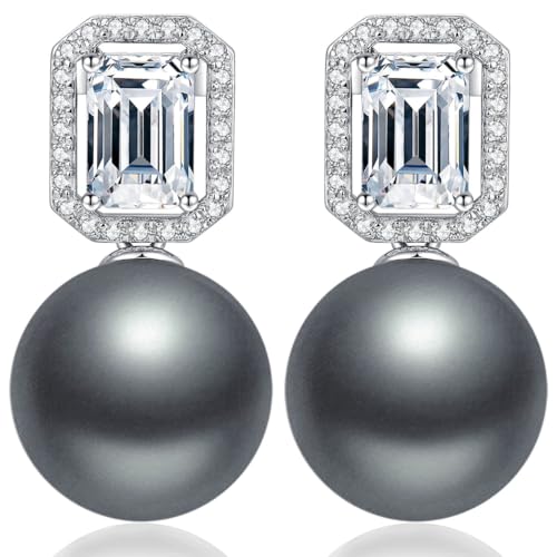 Perlenohrringe Schwarz Ohrringe Silber 925 Perlen Ohrringe Hängend Ohrhänger Silber Perle Graue Perlenohrringe Silber 925 Hängend Echt Silber Perlenohrringe Hängerohrringe Silber von jiamiaoi