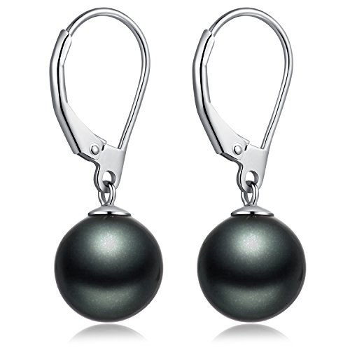 Perlenohrringe Silber 925 Schwarz Perlen Ohrringe Damen Schwarze Ohrringe Silber 925 Damen Ohrringe Perle Schwarz Silber Ohrringe Hängend Perlenohrringe Schwarz Echt Silber Ohrringe Schwarz von jiamiaoi