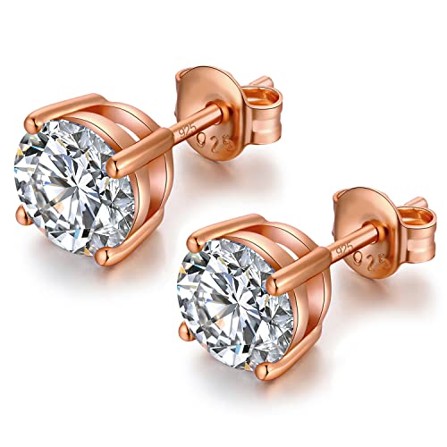 Rosegold Ohrringe Mädchen Ohrringe Silber 925 Rosegold Ohrringe Stecker Zirkonia Ohrringe Echt Silber Ohrringe Stecker Herren Ohrringe Silber Diamant Ohrringe Rosegold Ohrstecker 7mm von jiamiaoi