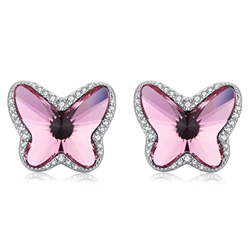 Schmetterling Ohrringe Rosa Schmetterling Ohrstecker Silber Schmetterling Ohrringe Silber 925 Stecker Schmetterling Ohrringe Weißgold 925 Sterling Silber Ohrringe Mädchen Weihnachts Ohrringe von jiamiaoi