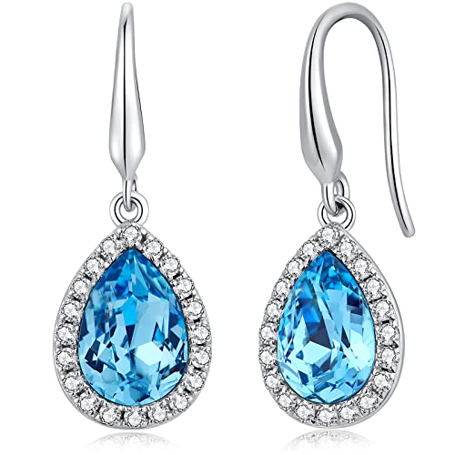 Ohrringe Silber 925 Hängend Damen Ohrringe Silber Saphir Diamant Ohrstecker Damen Ohrringe Hängend Blau Tropfen Ohrringe Echt Silber Lang Hängend Ohrringe Weißgold Hängend von jiamiaoi