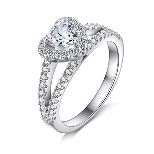 Verlobungsringe Eheringe Damen Ring Silber 925 Herz Ringe Silber Frauen Silber Ringe Damen 925 Verlobungsringe Weißgold Damen Verlobungsringe mit Diamant Damen Ringe Silber Breit 54 von jiamiaoi