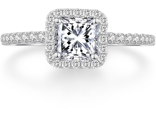 jiamiaoi jiamiaoi 18 Karat Weißgold vergoldeter Damenring Silber 925 Ehering Damen Silber Verlobungsring Ehering für die Braut Solitär Ringe Damen Diamantringe für Damen, Sterling Silber von jiamiaoi