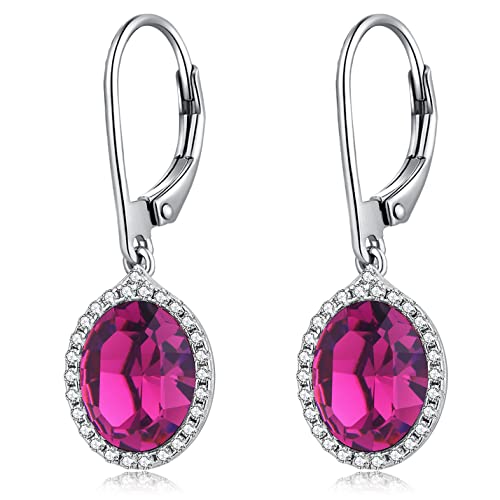 Amethyst Ohrringe Silber 925 Hängend Lila - Tropfenohrringe Lang Weißgold - Echt Silber Ohrhänger Für Damen von jiamiaoi